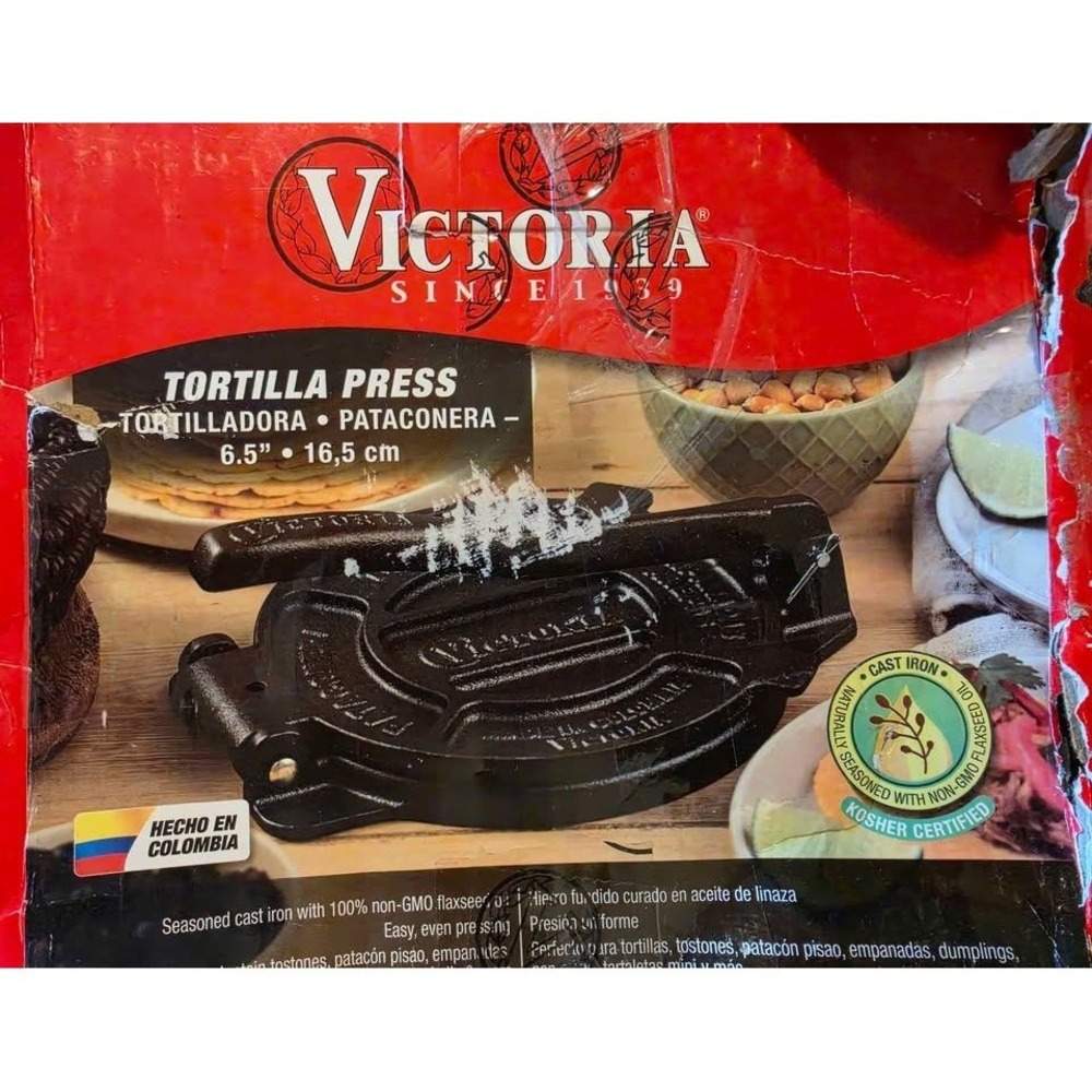 Victoria 6.5" Cast Iron Tortilla Press Pataconera Arepa Empanada Maker